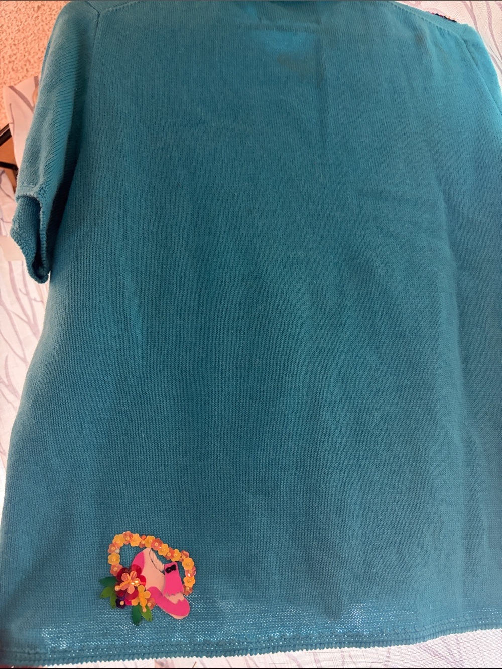 Michael Simon Women’s Teal Embroidered Tropical Golf Shirt - Picture 4 of 5